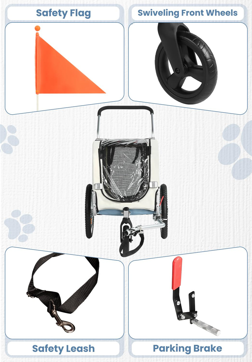 2 in 1 Pet Bicycle Trailer with 6" Stroller Wheel Y268