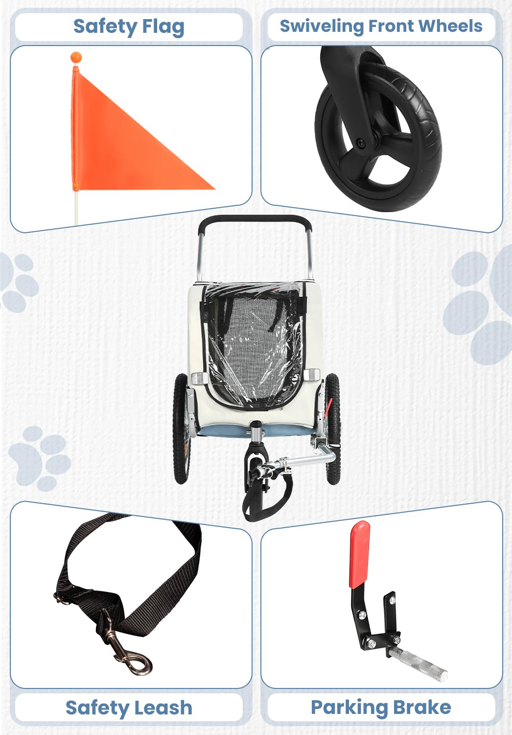 2 in 1 Pet Bicycle Trailer with 6" Stroller Wheel Y268