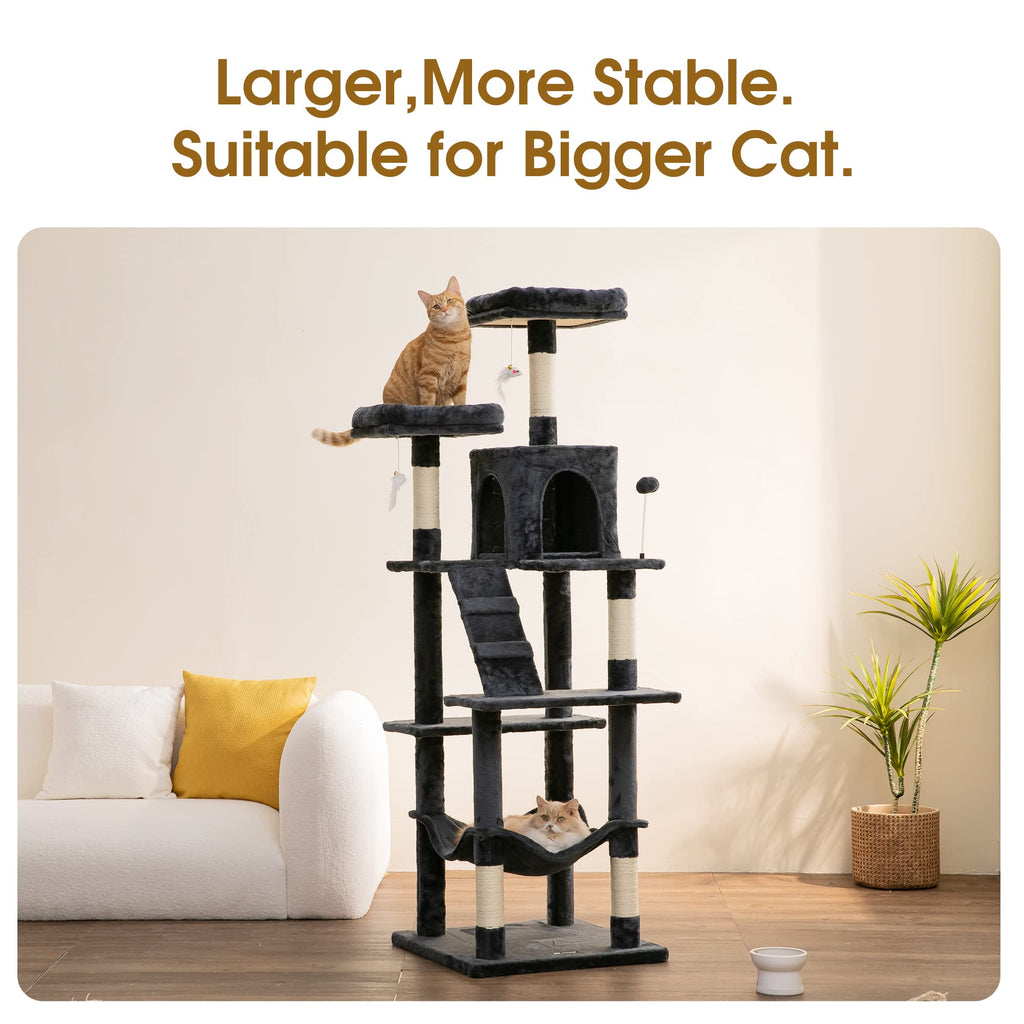70.1-Inch Multi-Level Plush Cat Tree with Hammock R693115