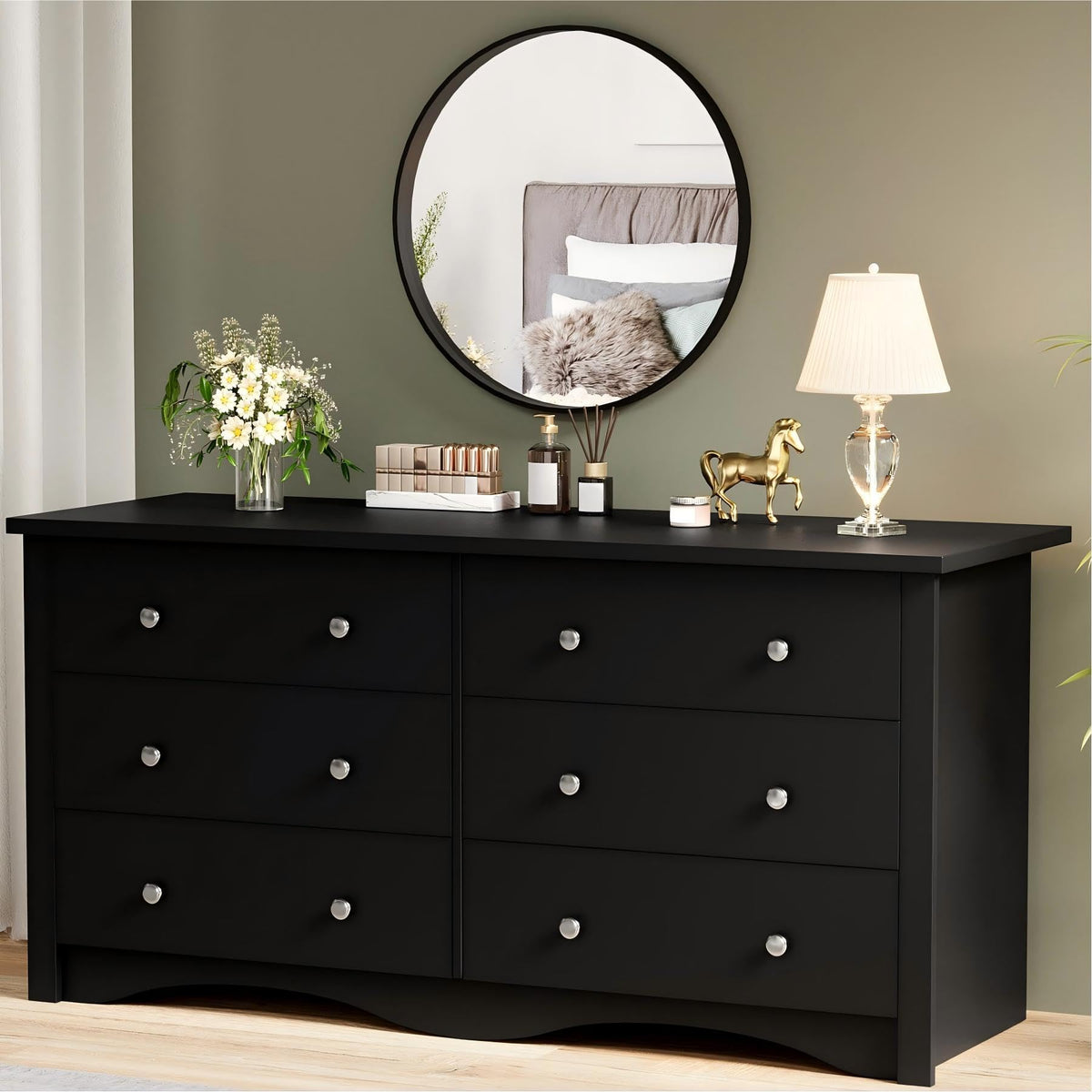 Black 6 Drawer Dresser Q3066