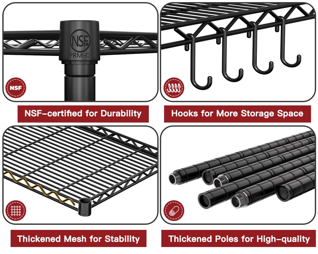 Wire Storage Rack with Wheels Metal Shelving E803197