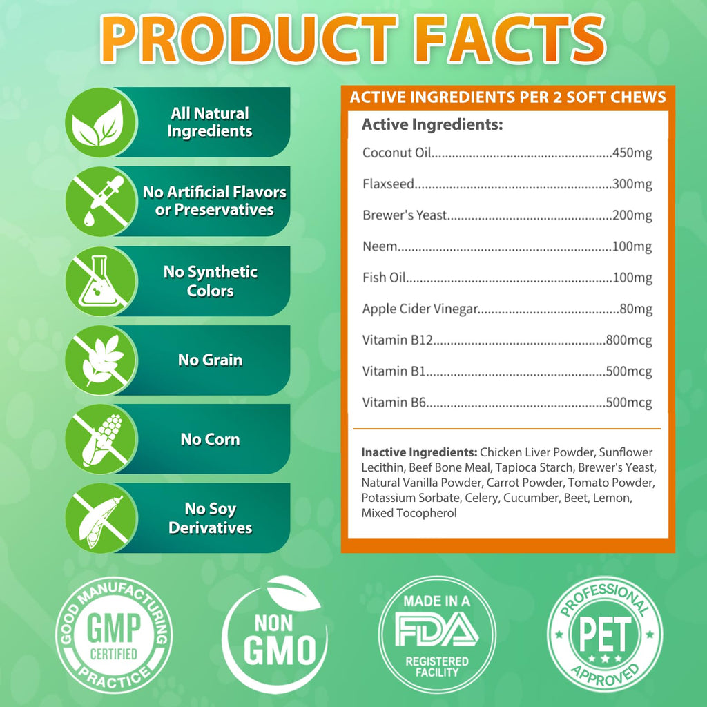 Flea and Tick Prevention for Dogs Chewables, 200 Soft Chews D76606