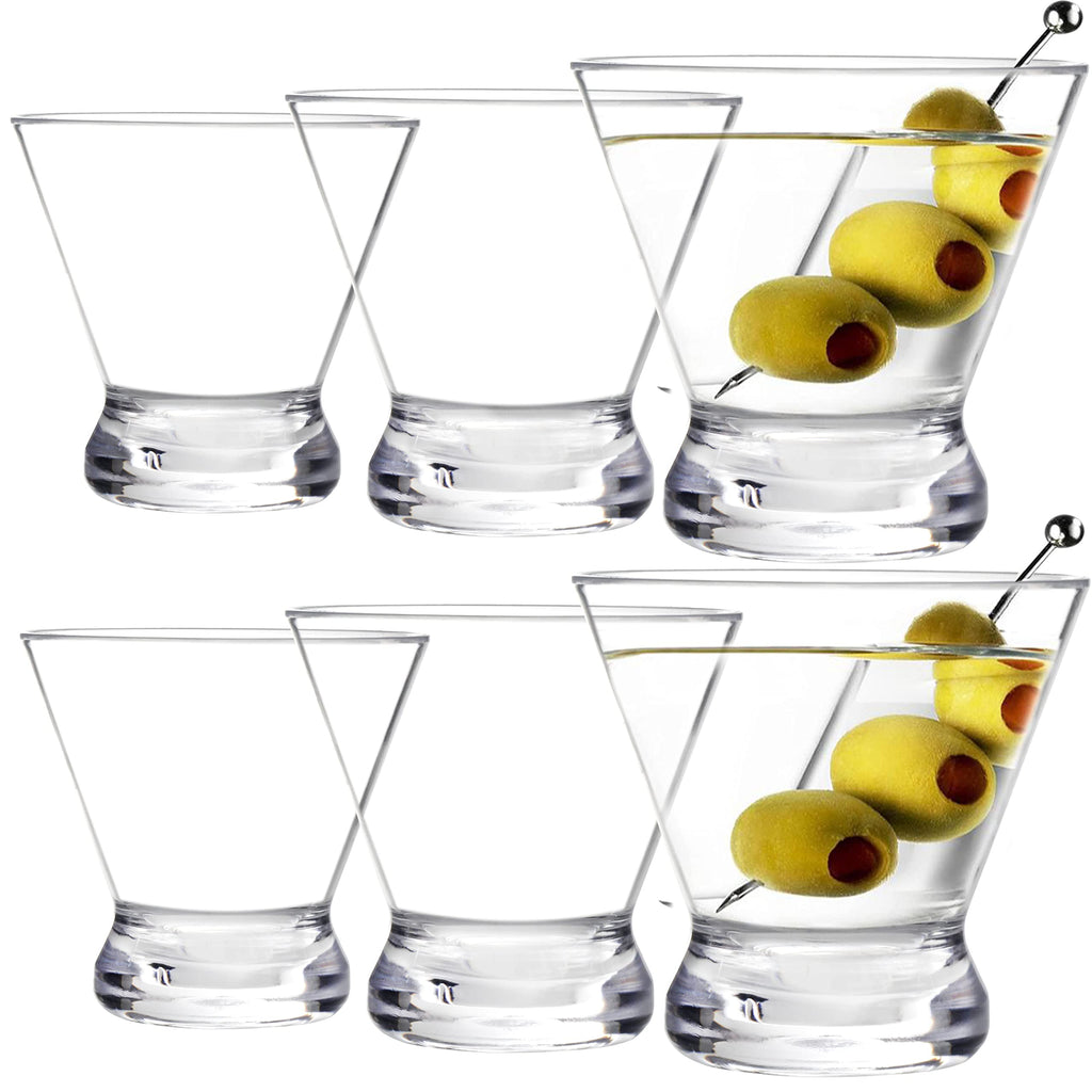 6 Pack 10 Ounce Shatterproof Stemless Martini Glasses A4008