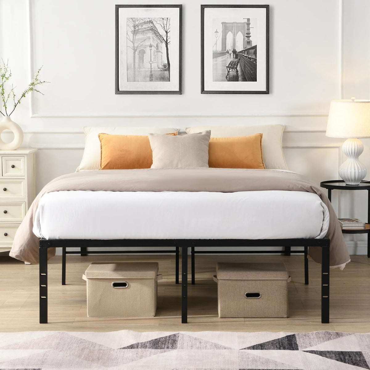 Black Queen Metal Platform Bed Frame X545043