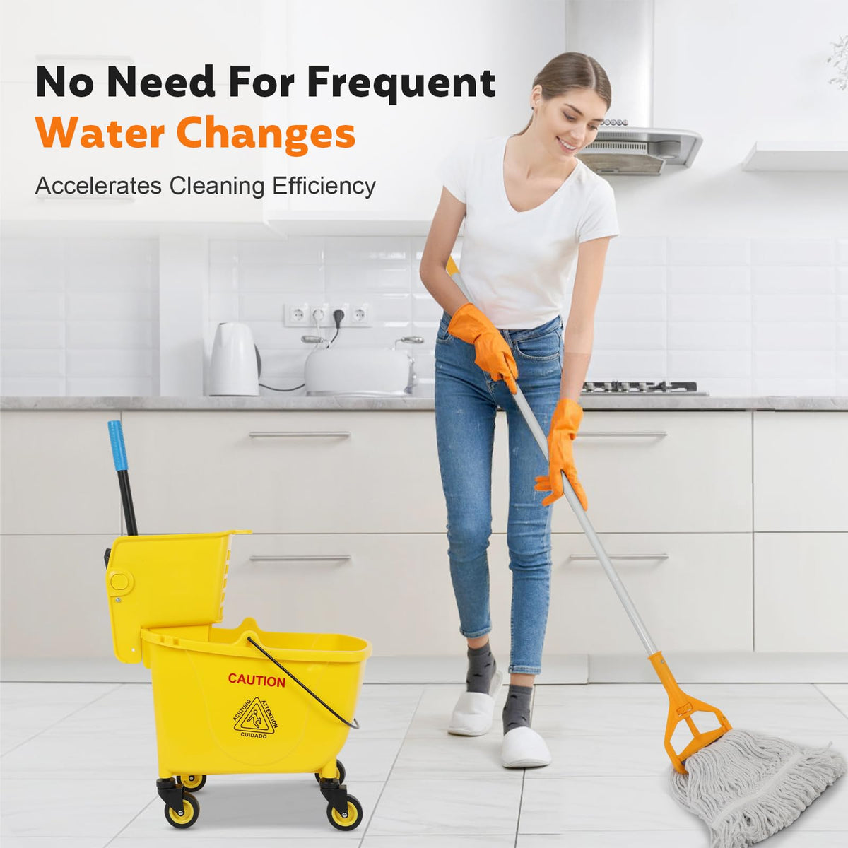 Commercial Mop Bucket with Wringer, 35 Quart Mop and Bucket Set F44148