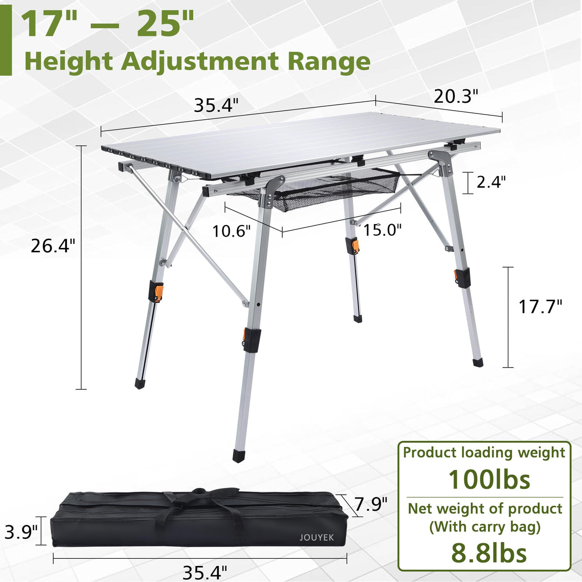 Lightweight Aluminum Folding Camping Table White F929