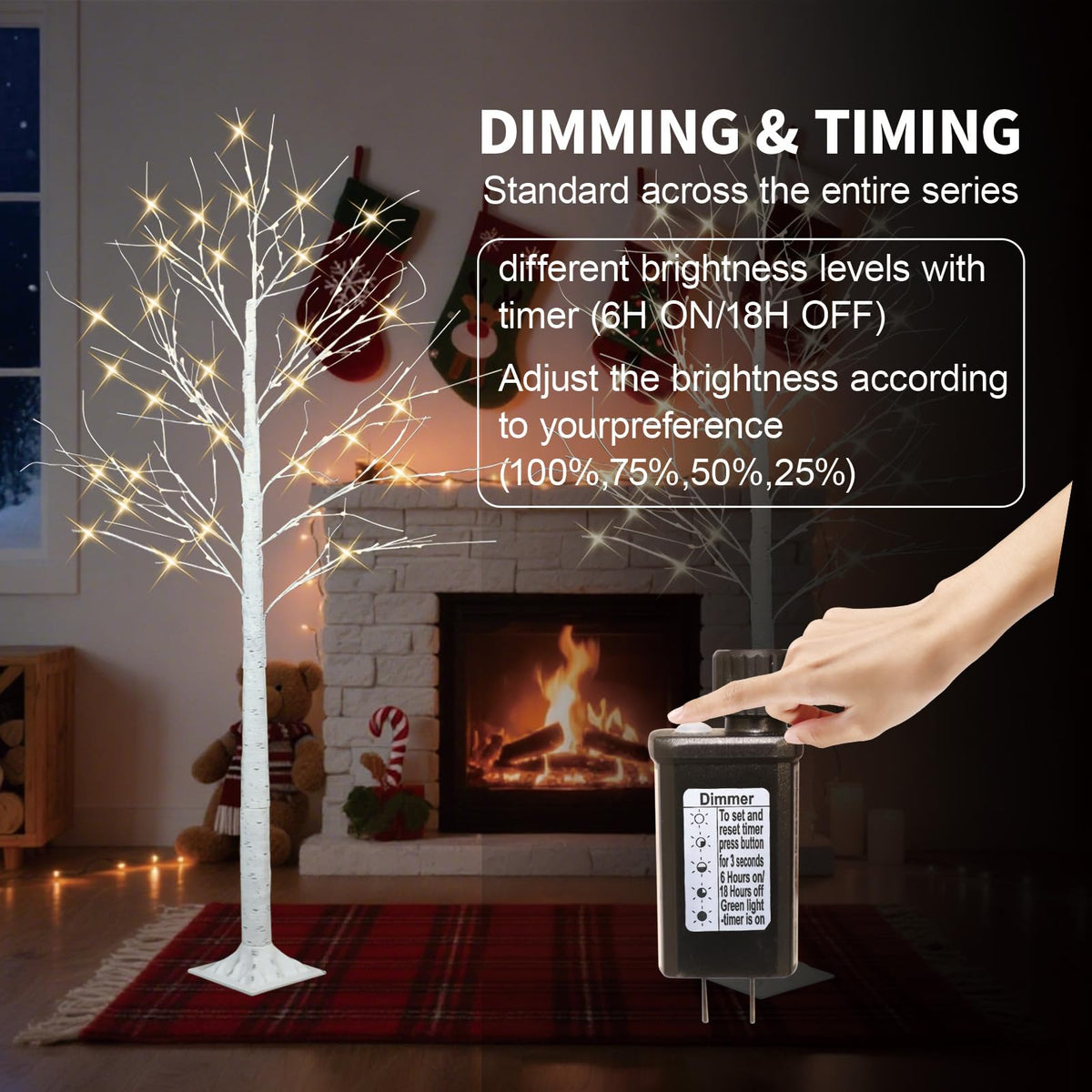 4FT 6FT 8FT Lighted Artificial Birch Tree Set of 3 G287