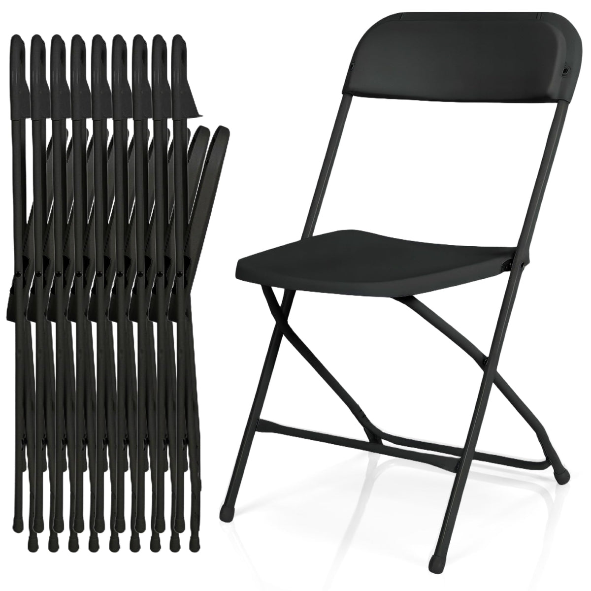 10 Pack Black Plastic Folding Chairs I592