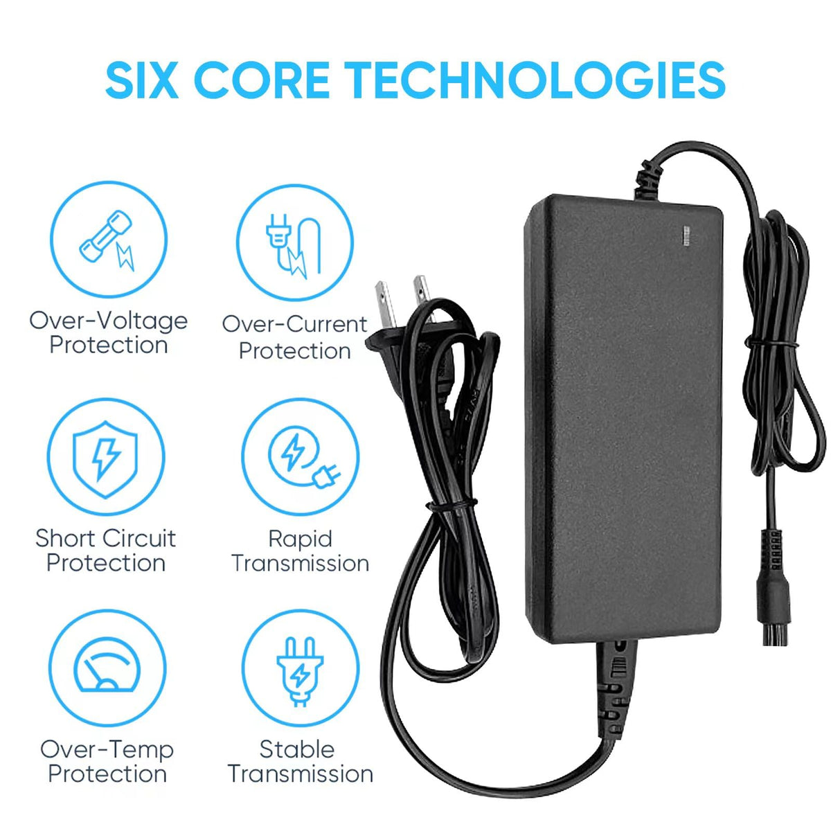 42V 2A Battery Charger 3 Prong Inline Connector T7984