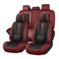 Black Red Nappa Leather 5 Seats Full Set Car Seat Covers G830