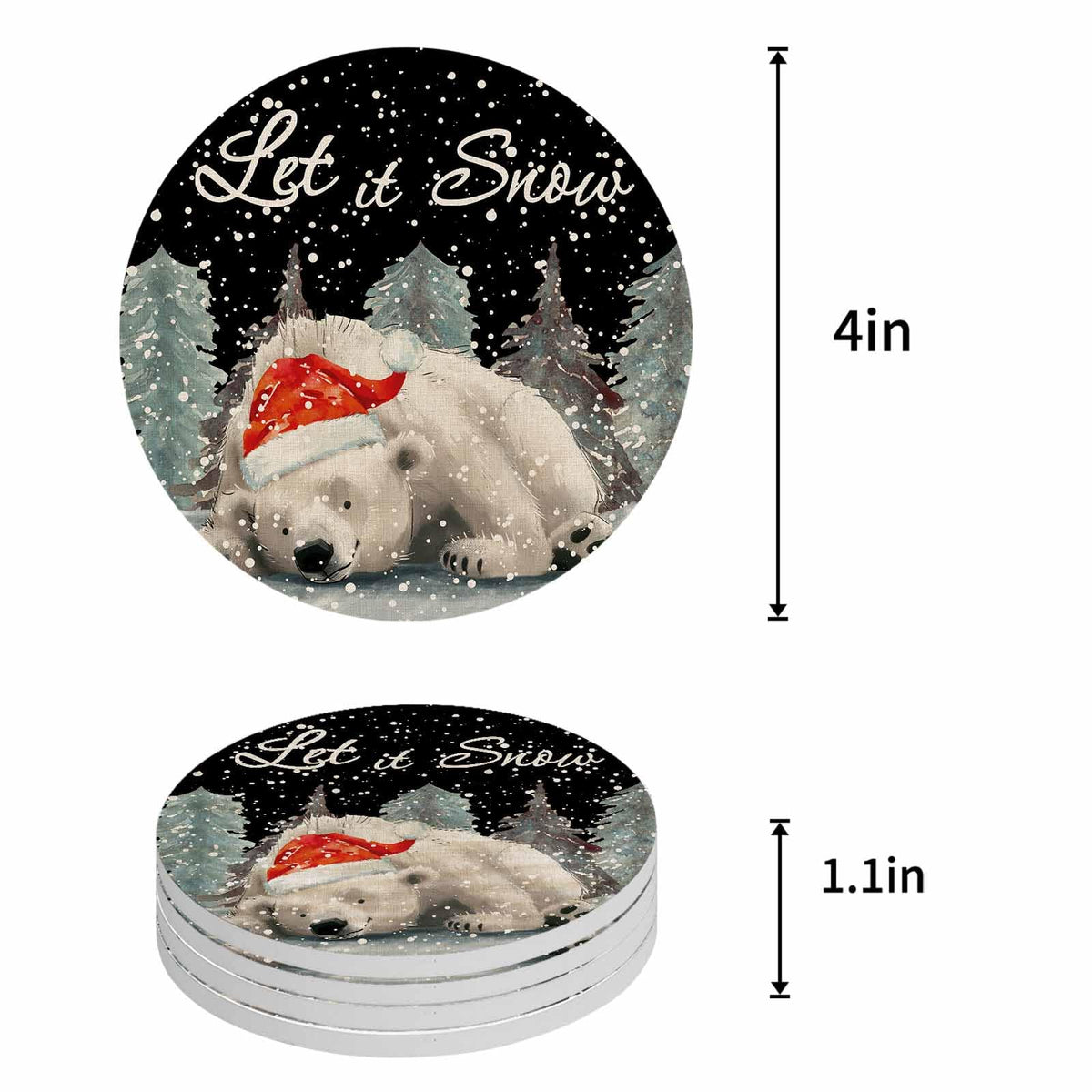 Set of 4 Absorbent Ceramic Stone Coasters with Holder Y9319