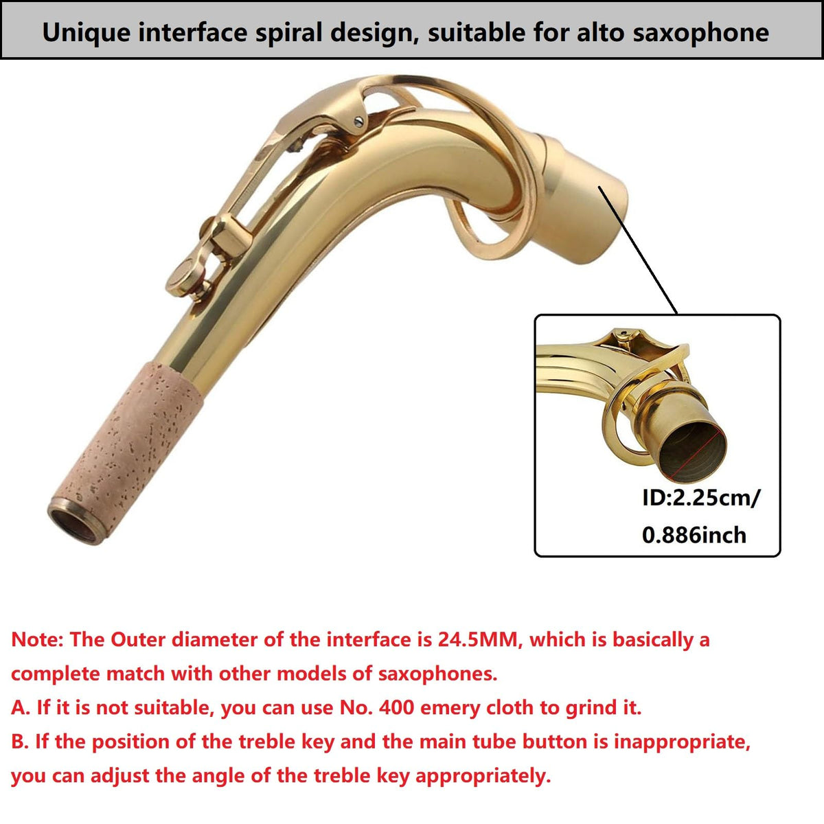 Brass Bend Neck Alto Saxophone 24.5mm B887