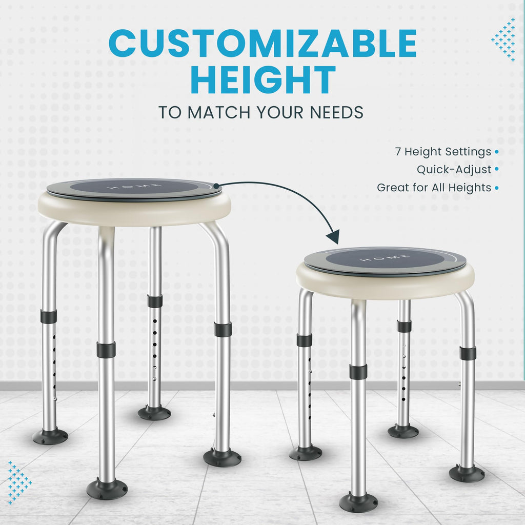 Adjustable Swivel Shower Stool with Non-Slip Feet L3938