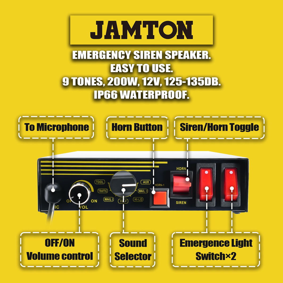 200W 12V 9 Tone Emergency Siren System X44757