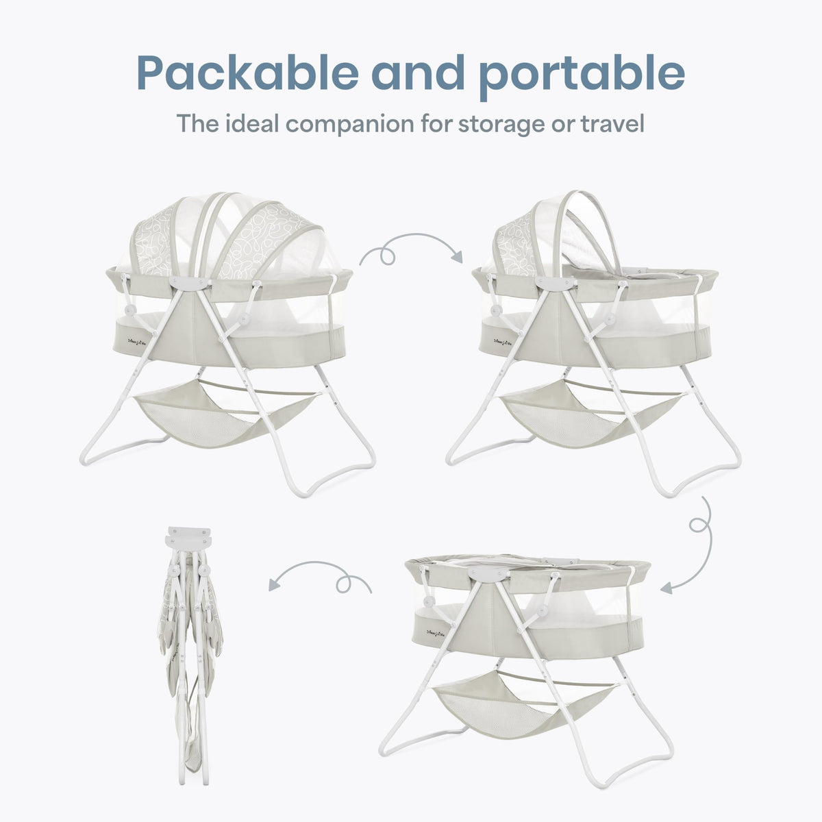 Portable Infant Bassinet, Double Mesh Canopy, Cool Grey Q281017