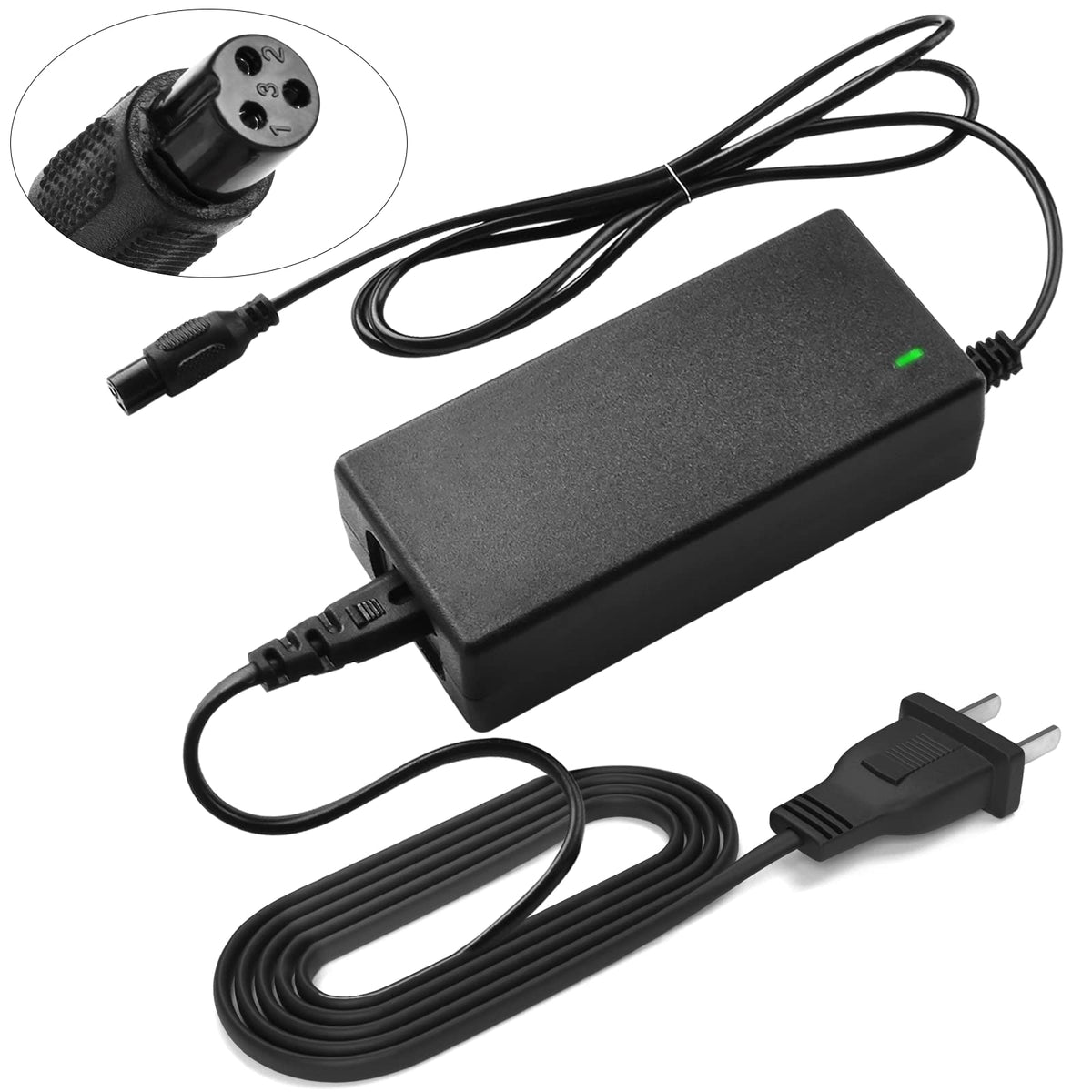 42V 2A Battery Charger 3 Prong Inline Connector T7984