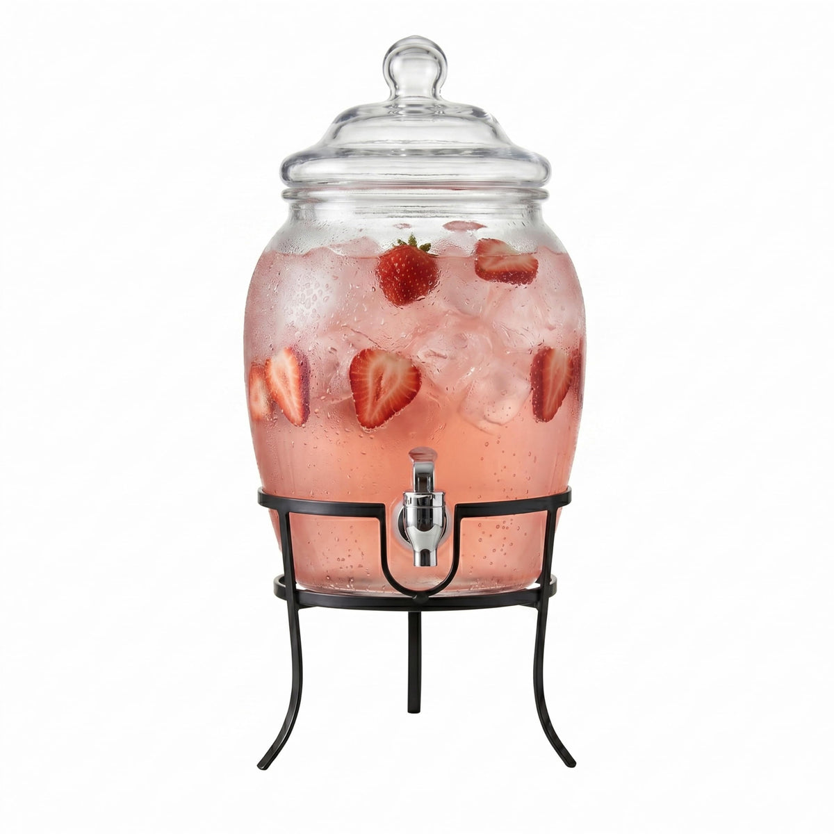 Glass Beverage Dispenser with Metal Stand 2 Gal W28162