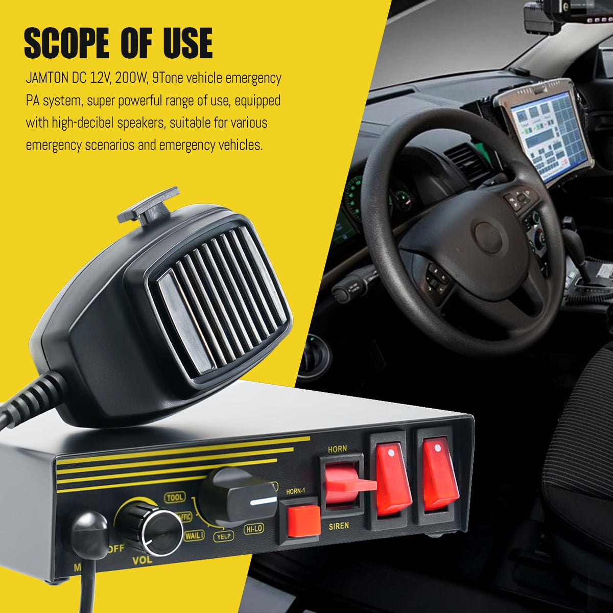 200W 12V 9 Tone Emergency Siren System X44757