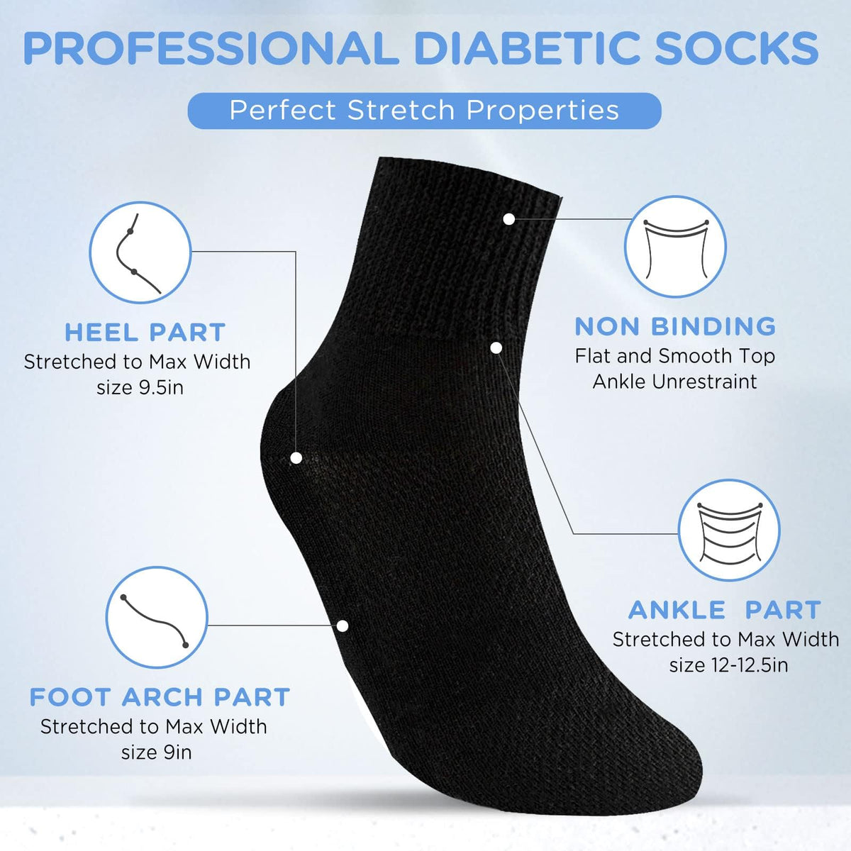 Bamboo Viscose Non Binding Ankle Socks 6 Pairs W3070