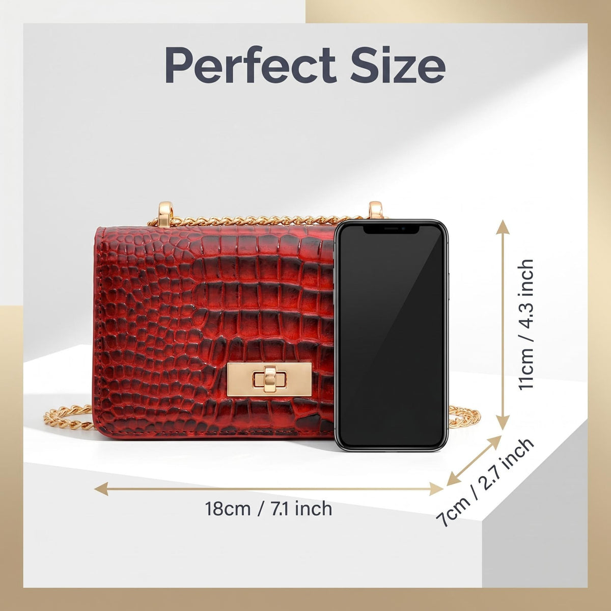 Crocodile Embossed PU Mini Crossbody Clutch Y369