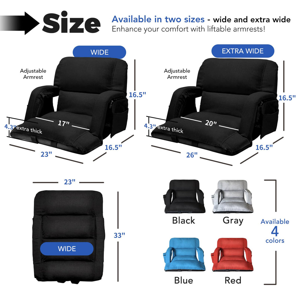 Black Wide Stadium Seats with Back Support F3372