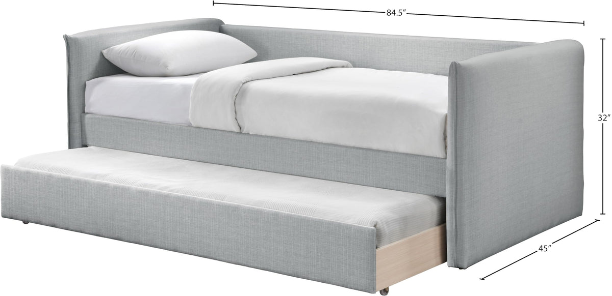 Light Grey Linen Textured Twin Daybed with Trundle W625365