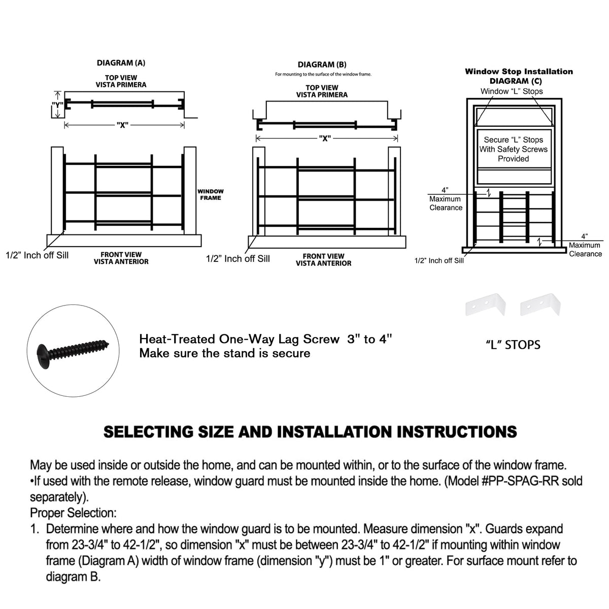 Black Adjustable Tubular Steel Window Security Bars A66124
