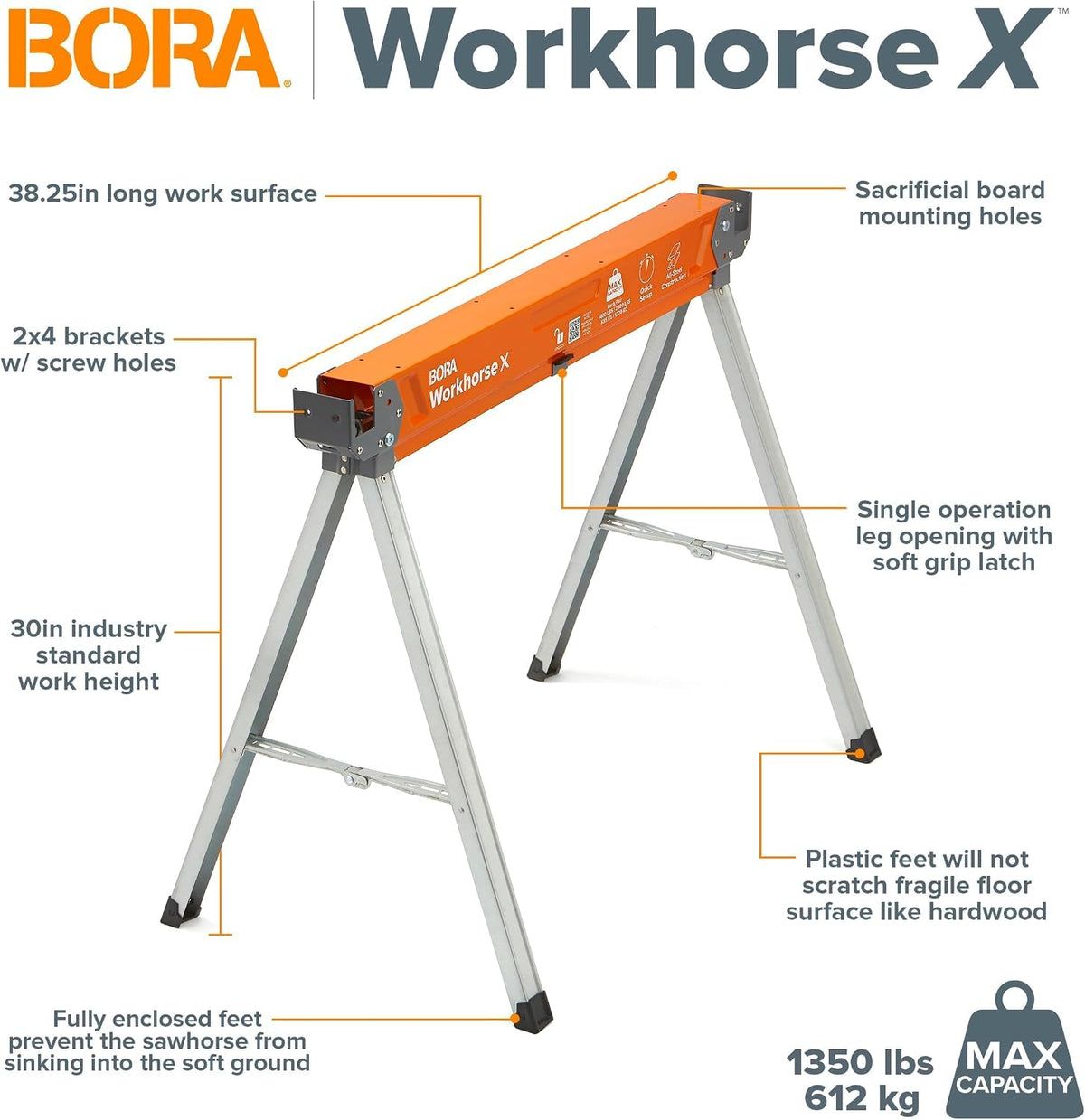 2 Pack Folding Heavy Duty Metal Sawhorse Z297232