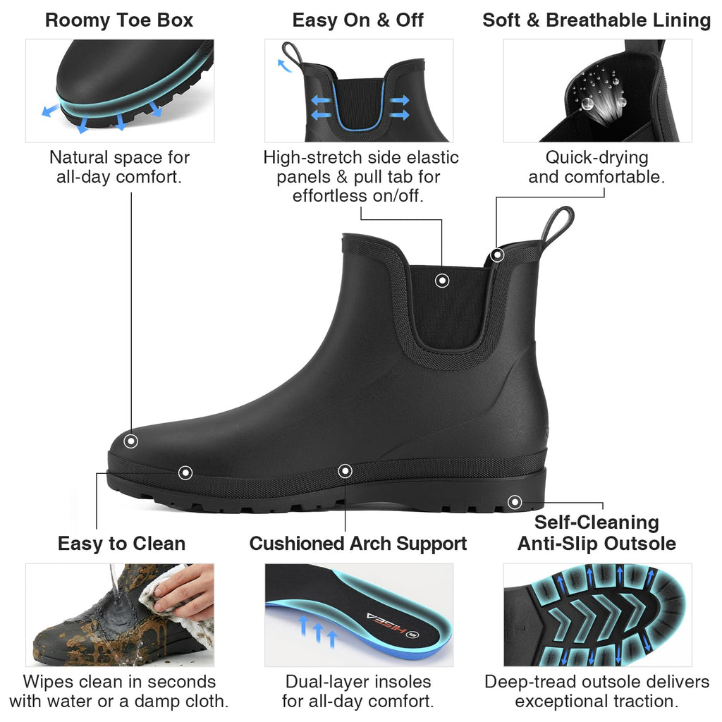 Men's Waterproof Lightweight Ankle Rain Boots E390967