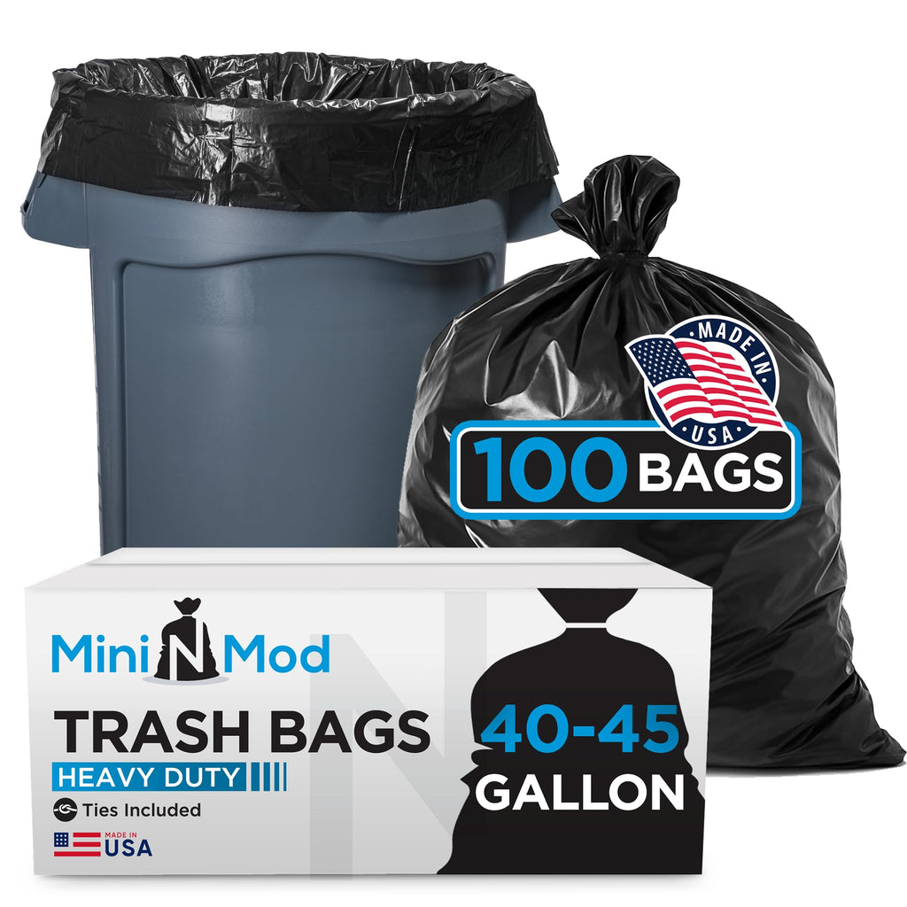 45 Gallon Heavy Duty Black Trash Bags 100 Count C1087