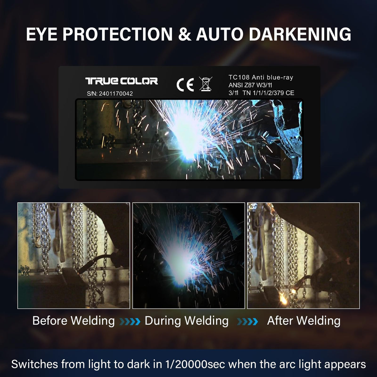 Auto Darkening Welding Lens 2x4 1/4 J697