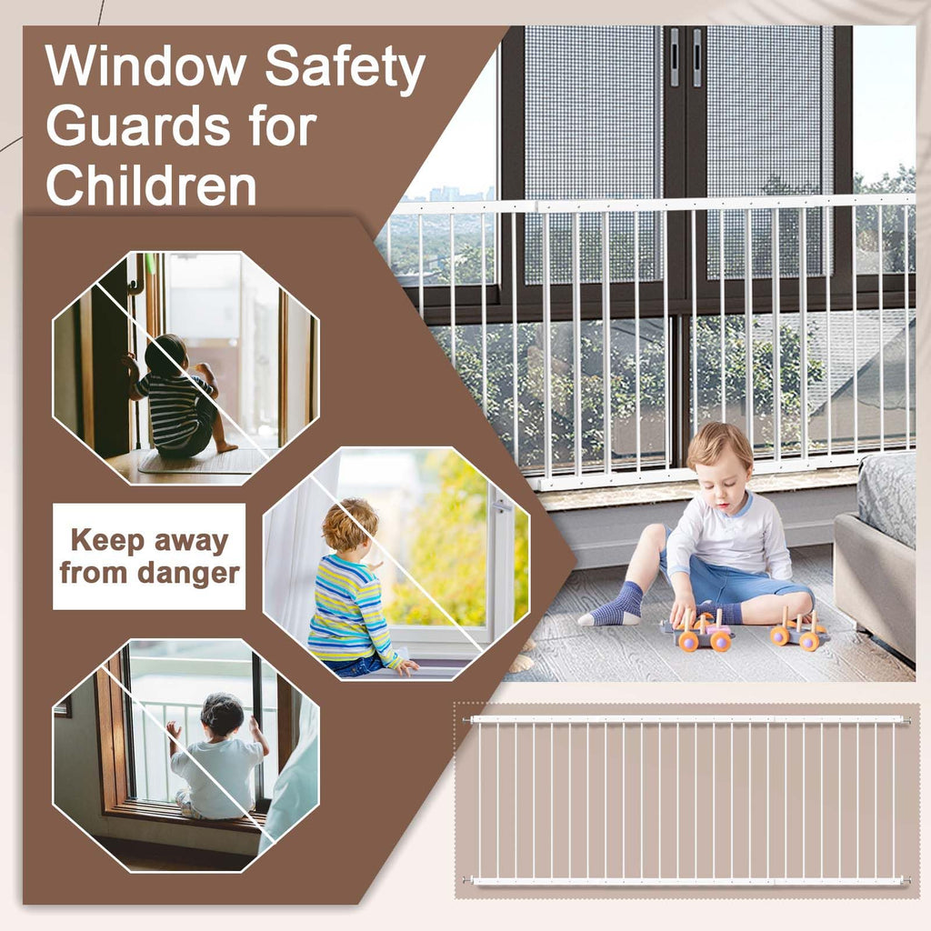 Adjustable White 4 Panel Window Guards Q5396