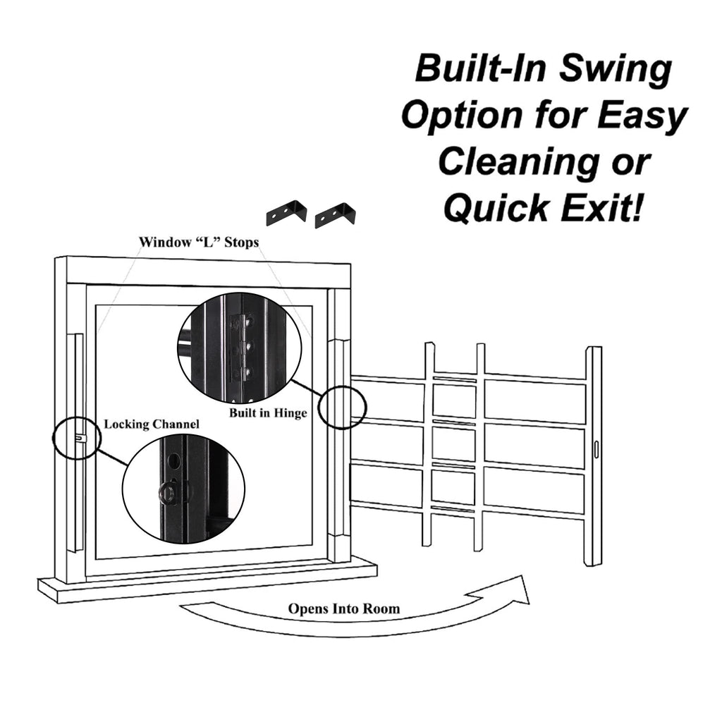 Black Adjustable Tubular Steel Window Security Bars A66124