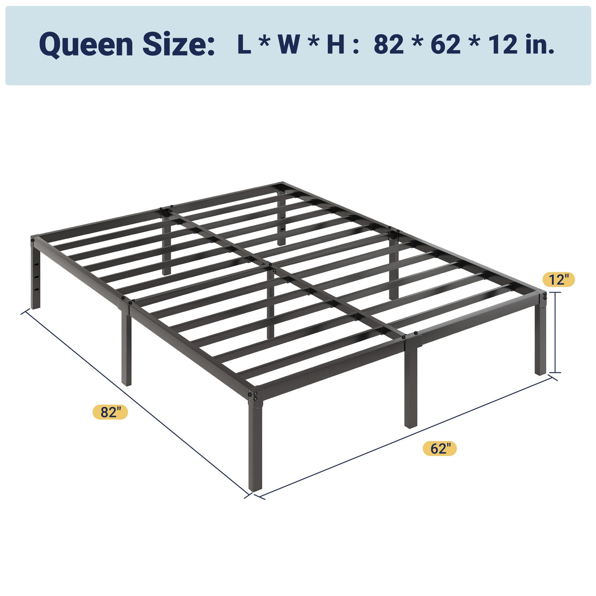 Queen 12 Inch Metal Bed Frame with Storage Space O464498