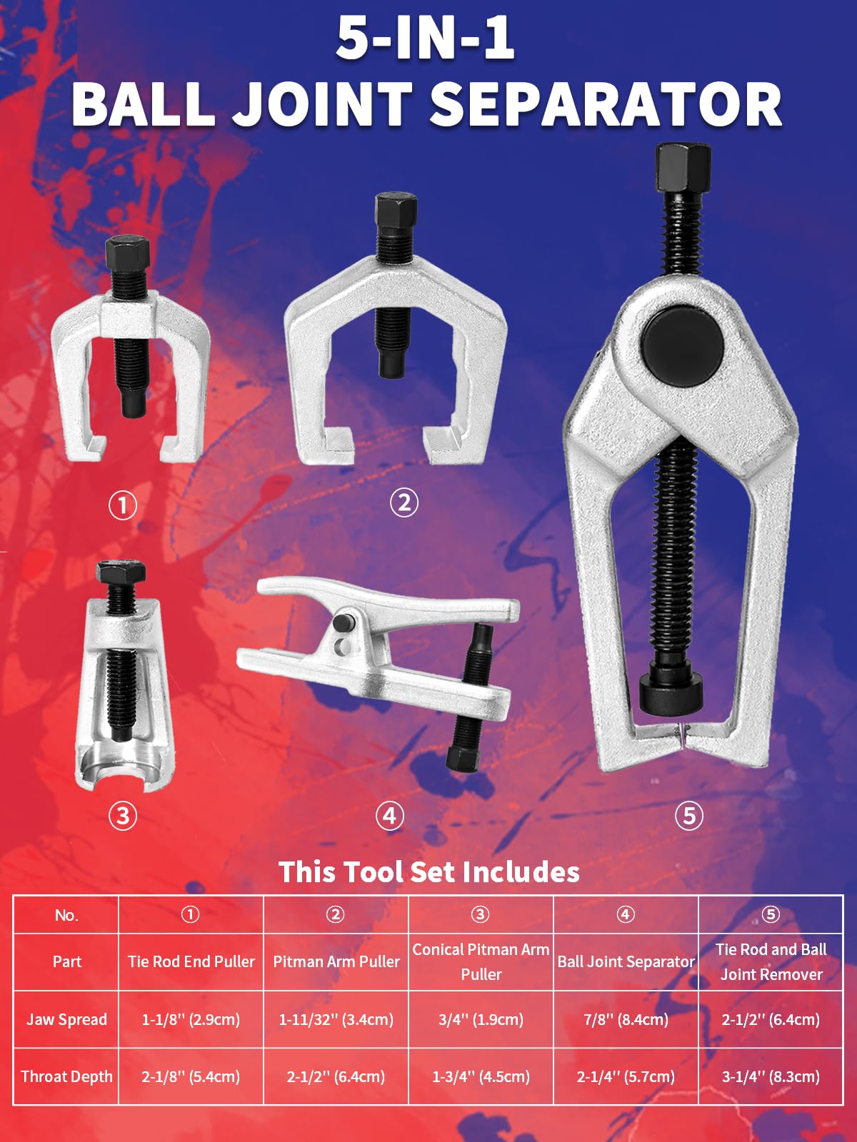 5 PCS Ball Joint Separator Front End Service Tool Kit E6814
