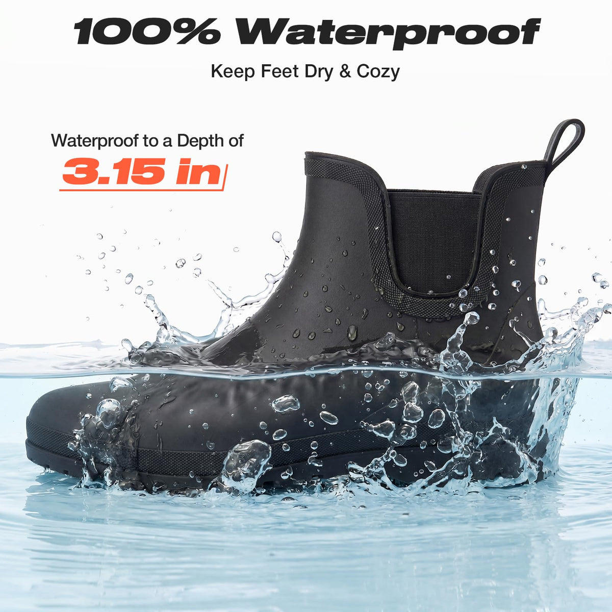 Men's Waterproof Lightweight Ankle Rain Boots E390967