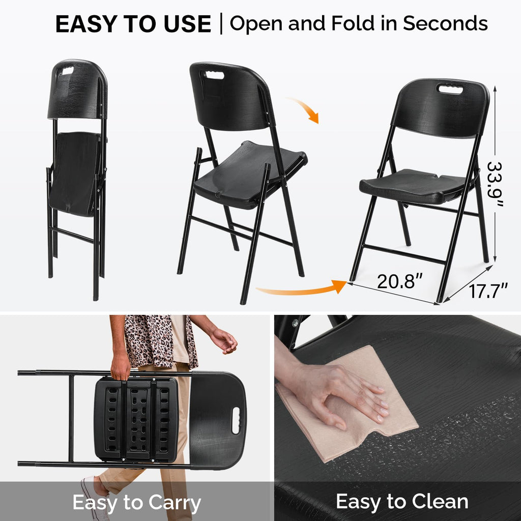 Dark 4 Pack HDPE Folding Chairs with Steel Frame Y303
