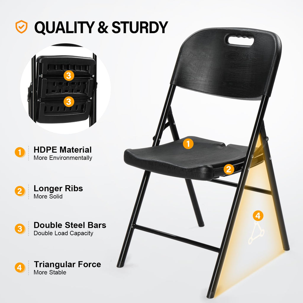 Dark 4 Pack HDPE Folding Chairs with Steel Frame Y303