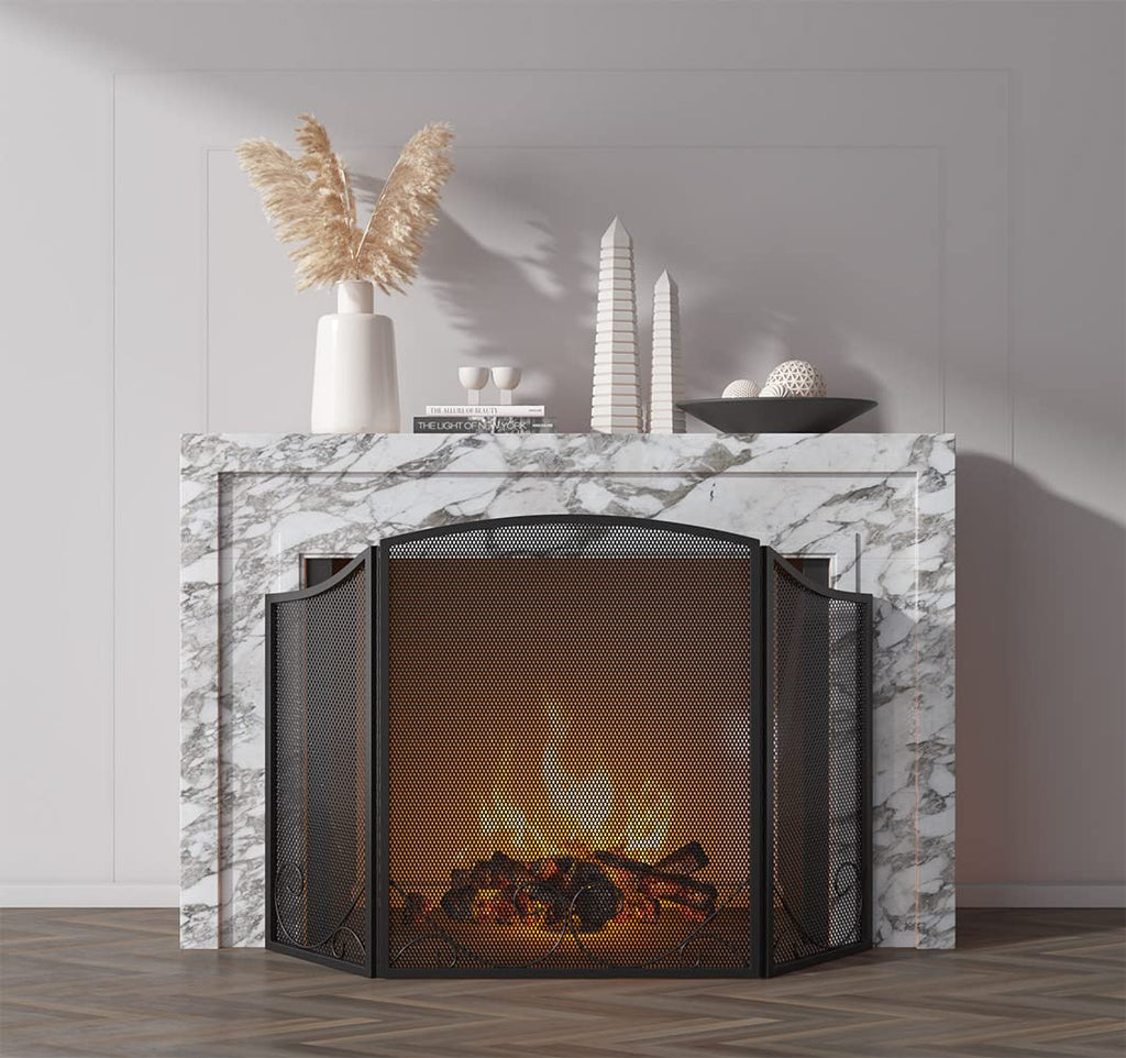 Black Wrought Iron Fireplace Screen X478649