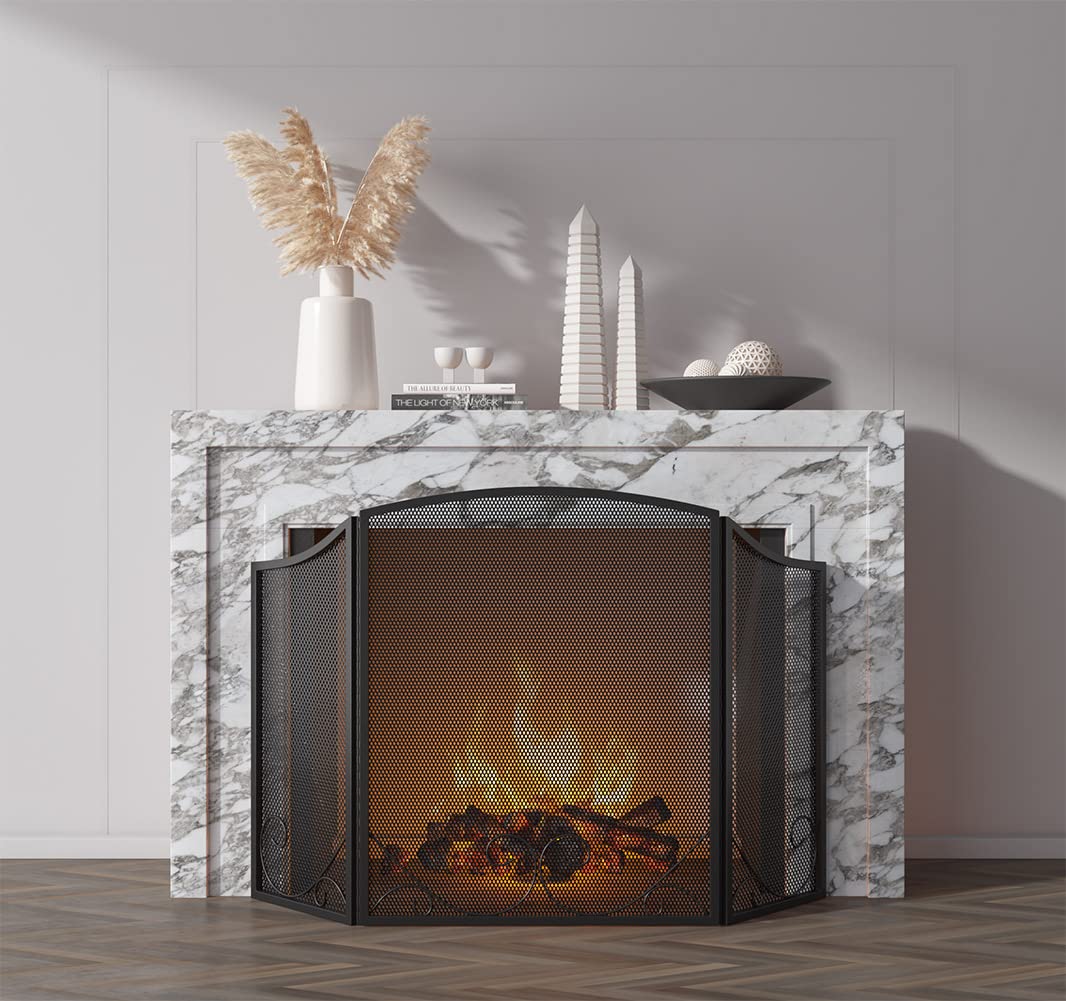 Black Wrought Iron Fireplace Screen X478649