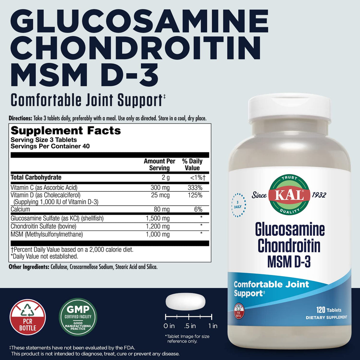 Glucosamine Chondroitin MSM D3 120 Tablets A943795