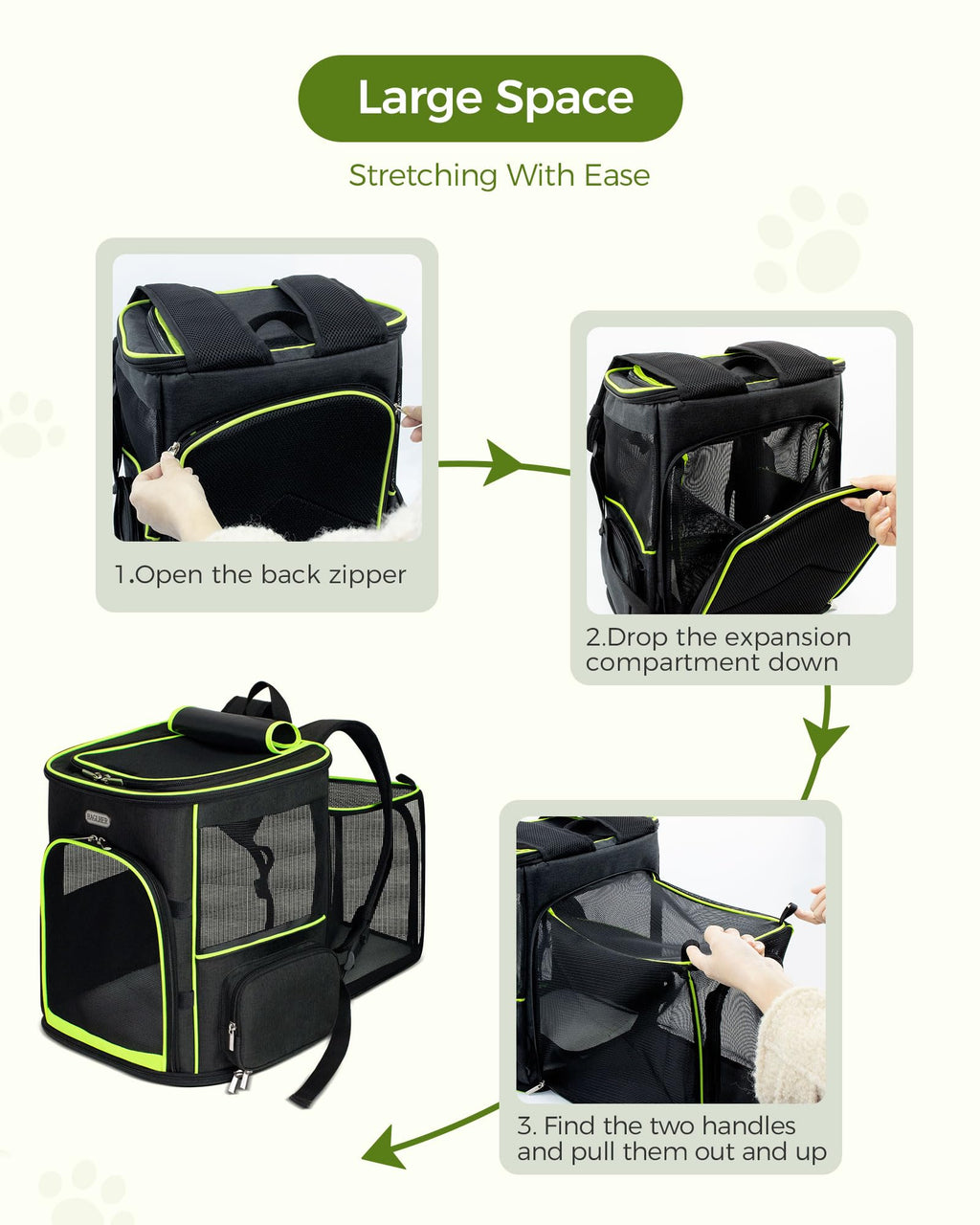 Expandable Cat Carrier Backpack with Breathable Mesh D870
