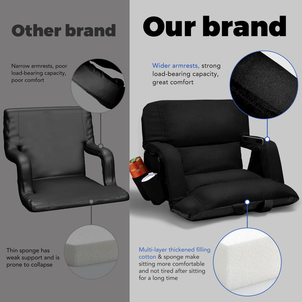 Black Wide Stadium Seats with Back Support F3372