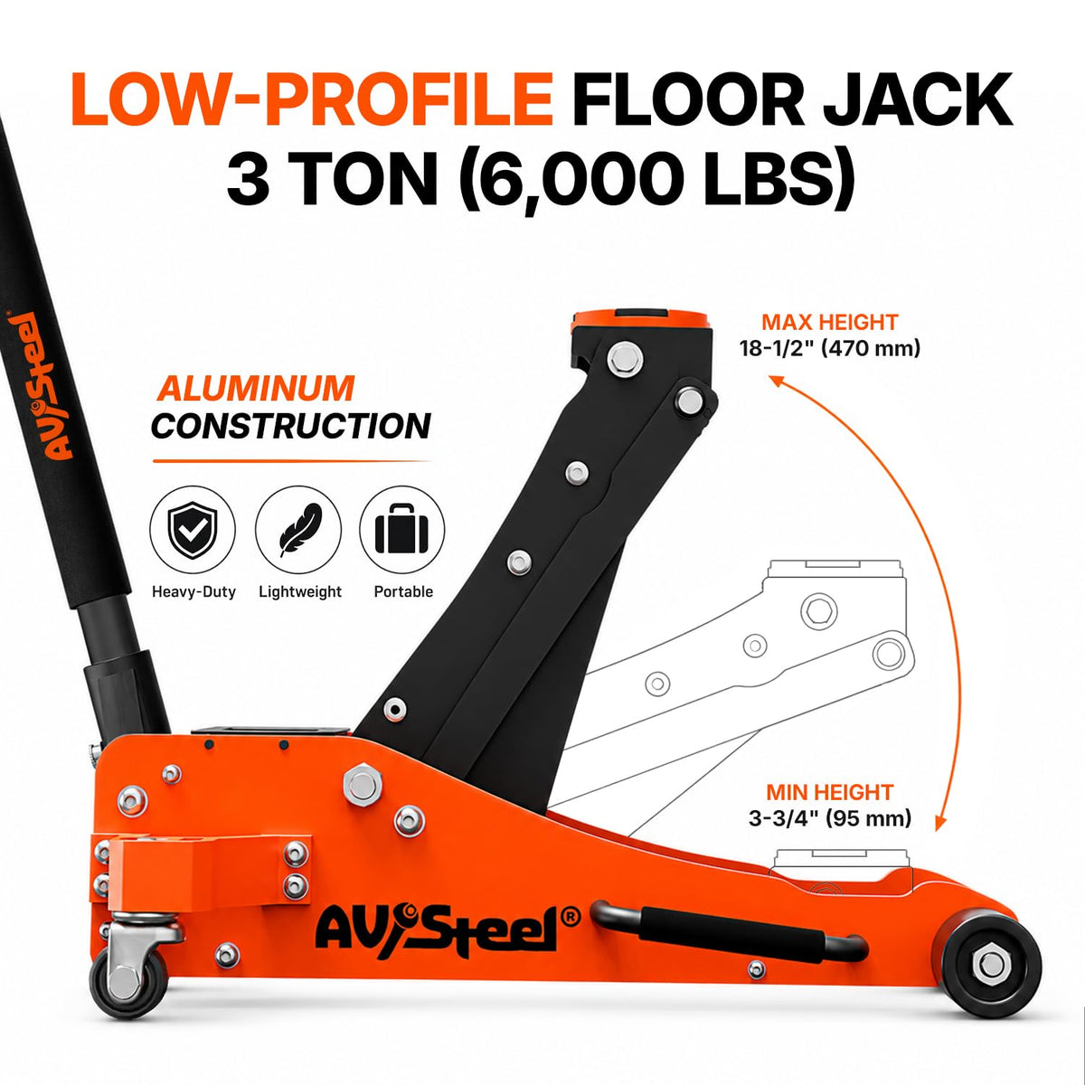 3 Ton Low Profile Aluminum Hydraulic Floor Jack O271576