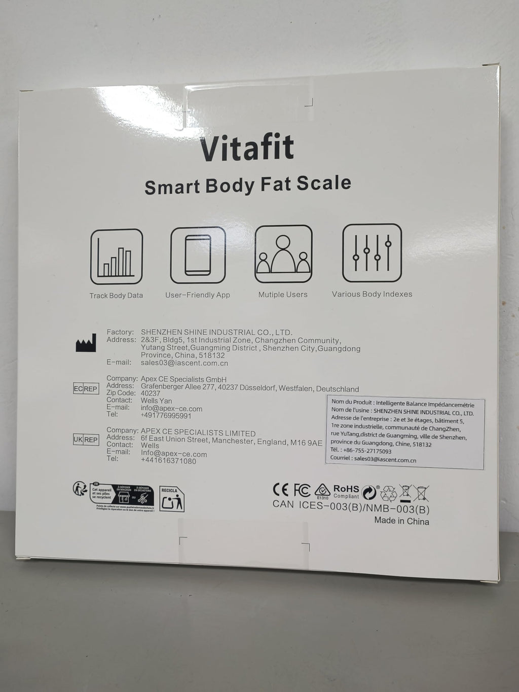 Smart Weight Scale with BMI Body Fat and Muscle, 400lb, Black K855640