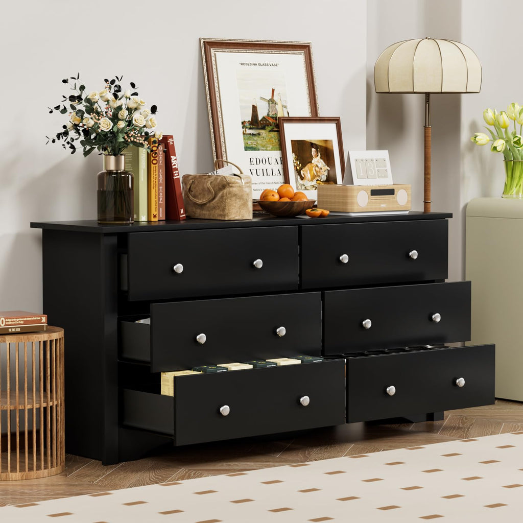 Black 6 Drawer Dresser Q3066