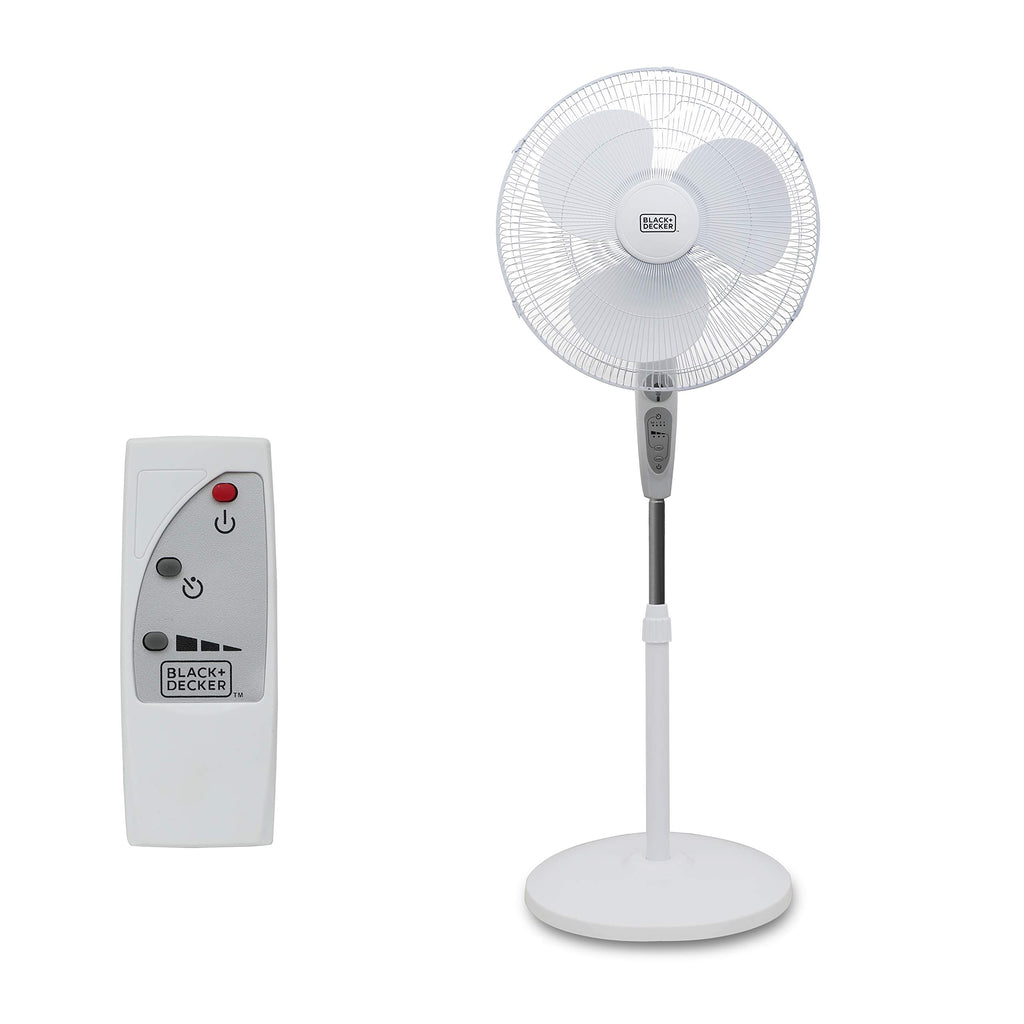 18-Inch Stand Fan with Remote and 3-Speed Settings, White S282