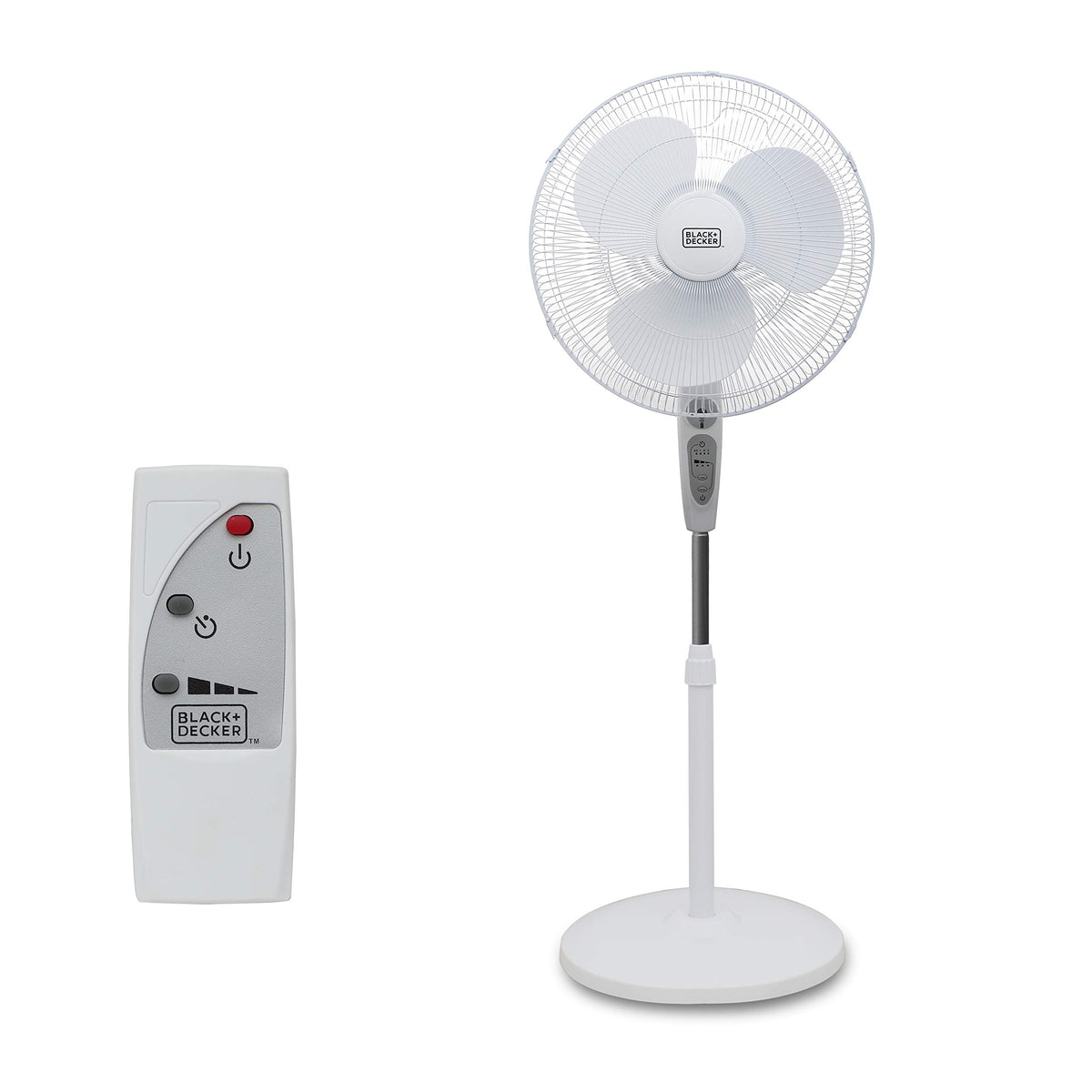 18-Inch Stand Fan with Remote and 3-Speed Settings, White S282