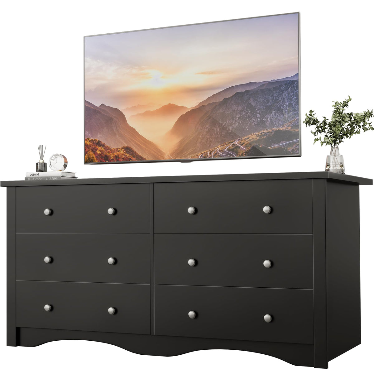 Black 6 Drawer Dresser Q3066