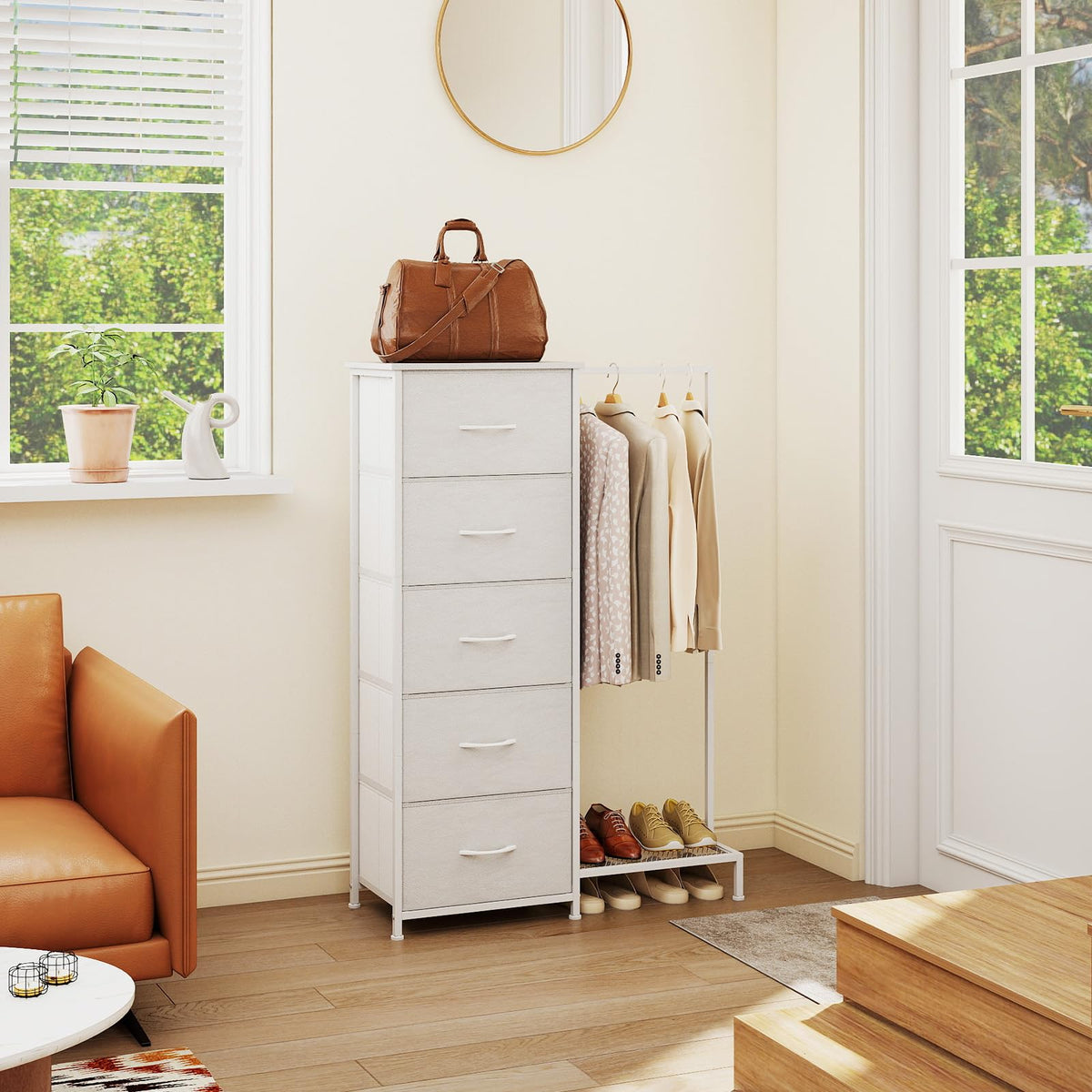 Dresser with Hanging Rack, 5 Drawers L553401